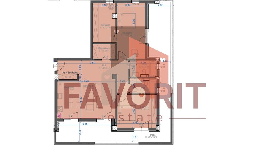 Zona Aradului. Terasa 42 mp. Dormitor matrimonial cu dressing. Comision 0%. - Poză 4