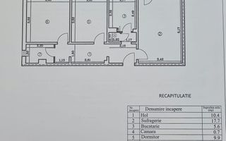 Vânzare apartament 3 camere | Zona Vest – Lămâița | Etaj 10/10 - Schiță 33
