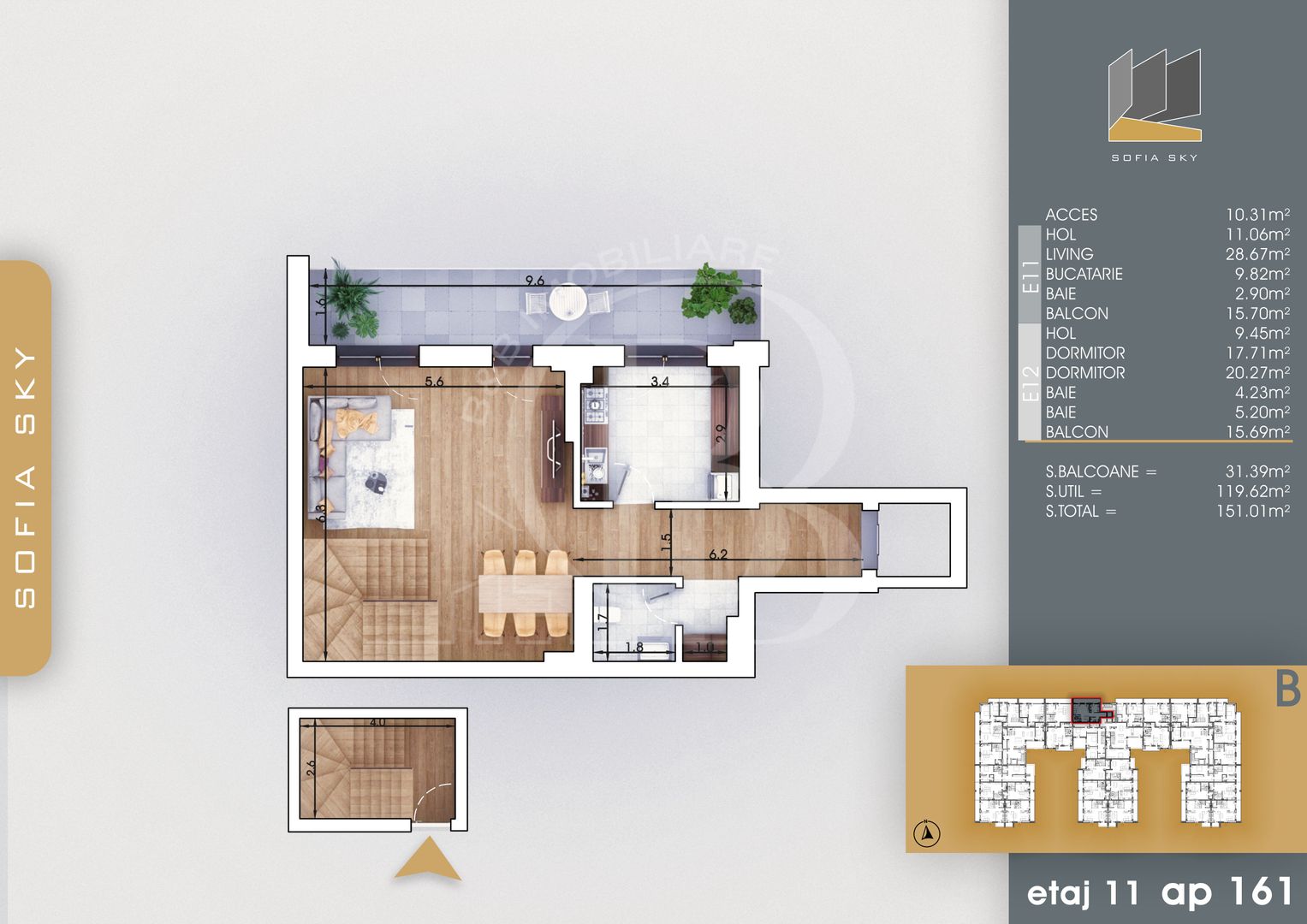 3 camere tip Duplex Living Generos Mutare Rapida 7min metrou - Schiță 4