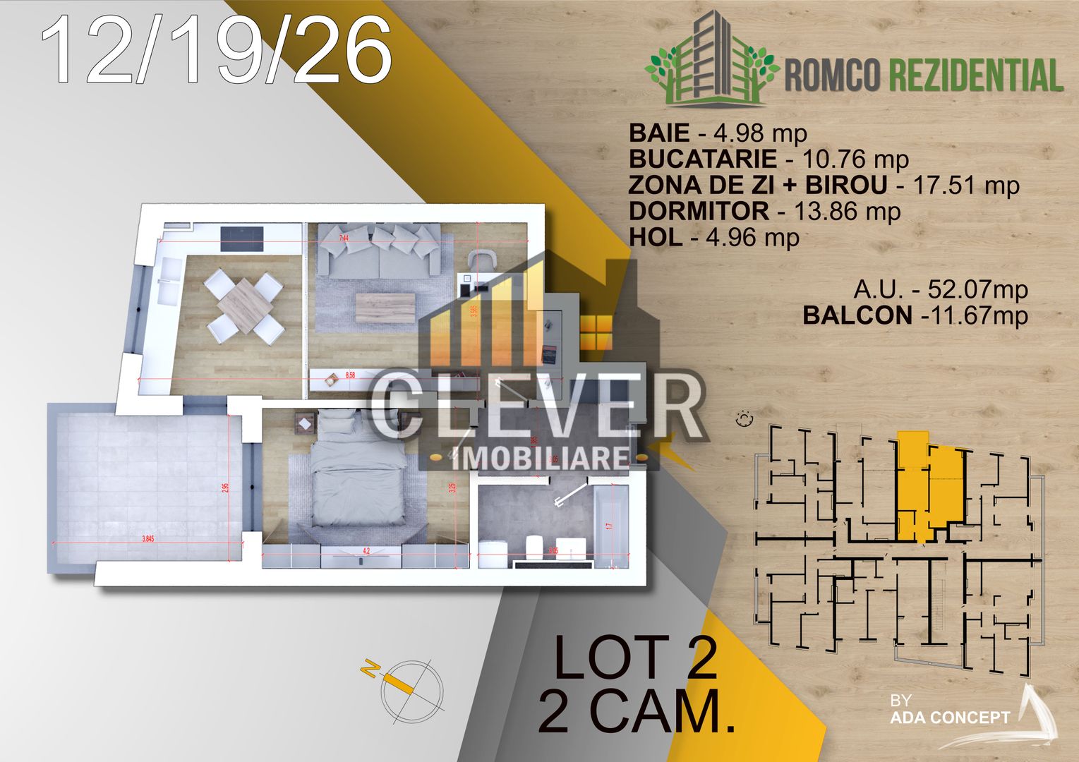 2 camere cu incalzire in pardoseala și panouri solare – Pallady - Schiță 15