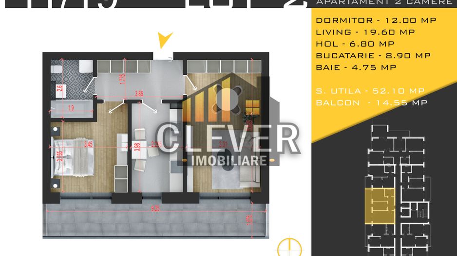 Apartament Luminos cu balcon de 14mp – Ansamblu Privat Sector 3 – Pallady - Poză 1