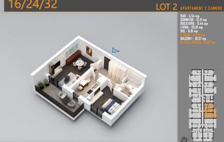 2 Camere decomandat 63 mp Pallady - Metrou Teclu, Comision 0%