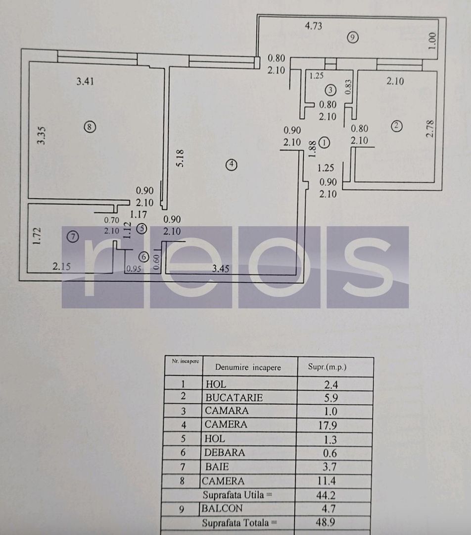 VANZARE 2 CAMERE | CENTRALA PROPRIE | COMPLET RENOVAT | ZONA DOMENII /  1 MAI - Schiță 7