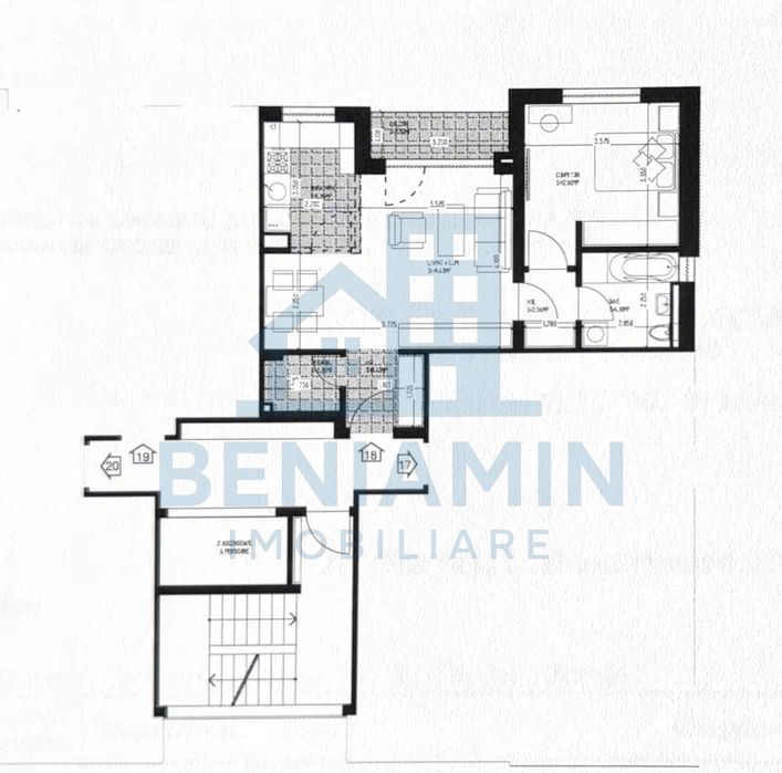 2 camere decomandate-Bloc Nou Parcare-Centrala-Mobilat-Coresi - Schiță 7