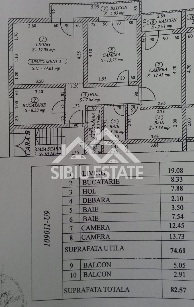 Apartament decomandat cu 3 camere,s.u.74.6mp-etaj 1-Cart. Arhitectilor - Poză 9