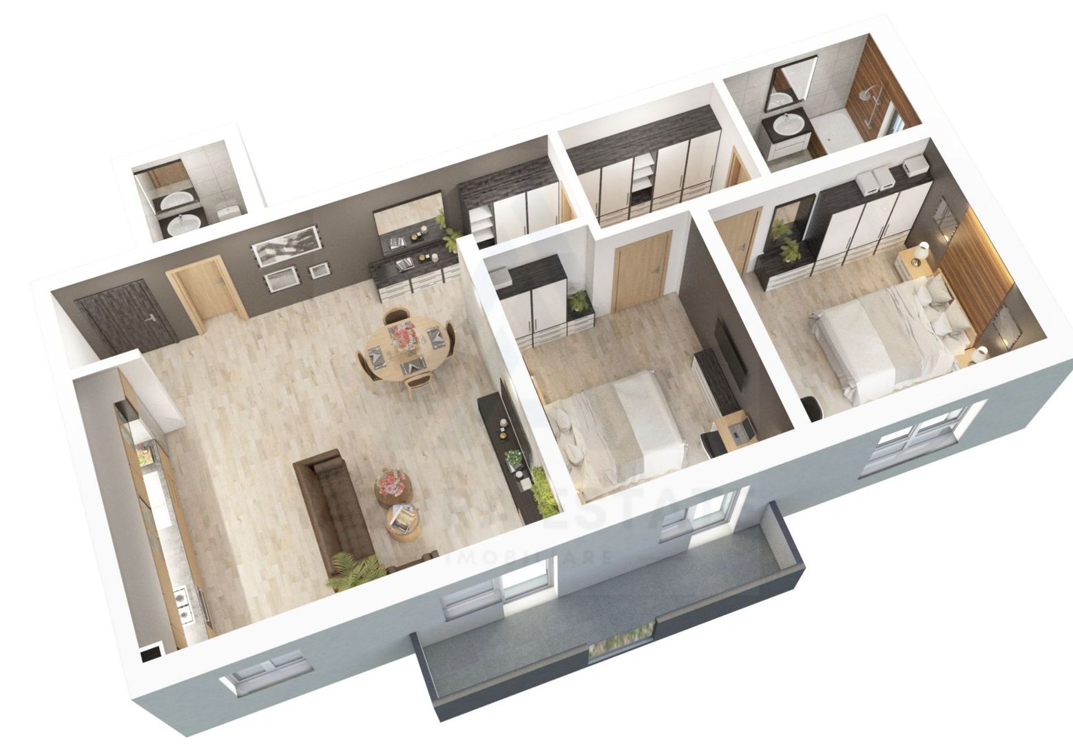 Apartament 73.5 mp utili 3 camere 2 bai si parcare in zona Dna Stanca - Poză 1