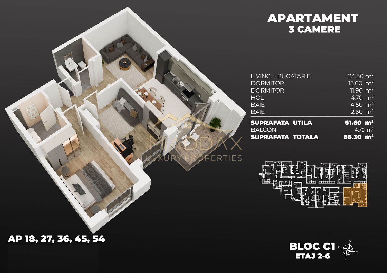 Apartament 3 camere / 66.30 mp/ Popesti Leordeni/ zona Berceni - Poză 2