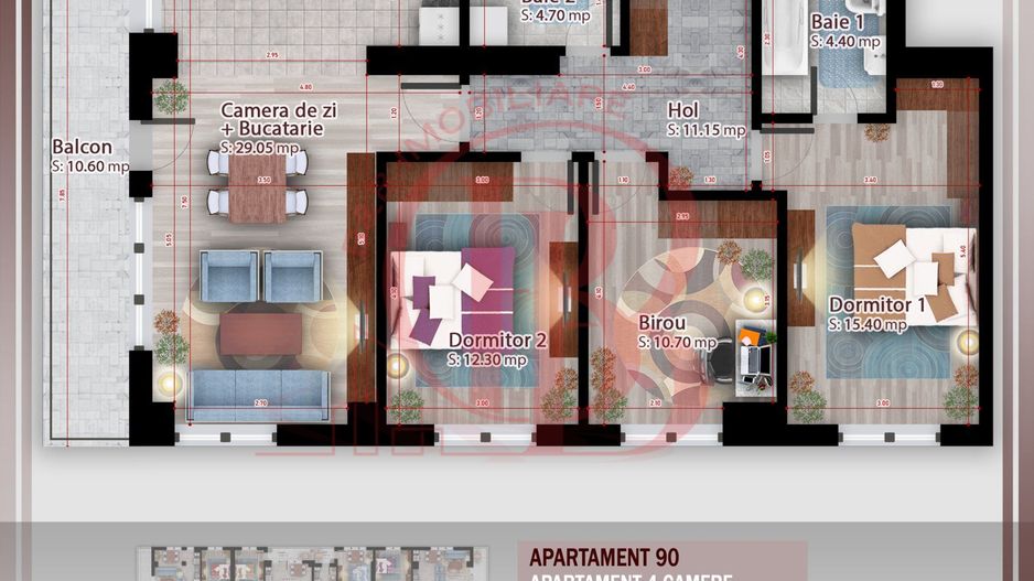 Apartament 4 camere   Titan Pallady Metrou Nicolae Teclu - Schiță 2