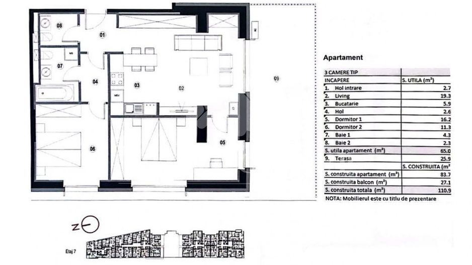 Apartament 3 camere | Terasa | Barbu Vacarescu | 2 locuri de parcare - Poză 22