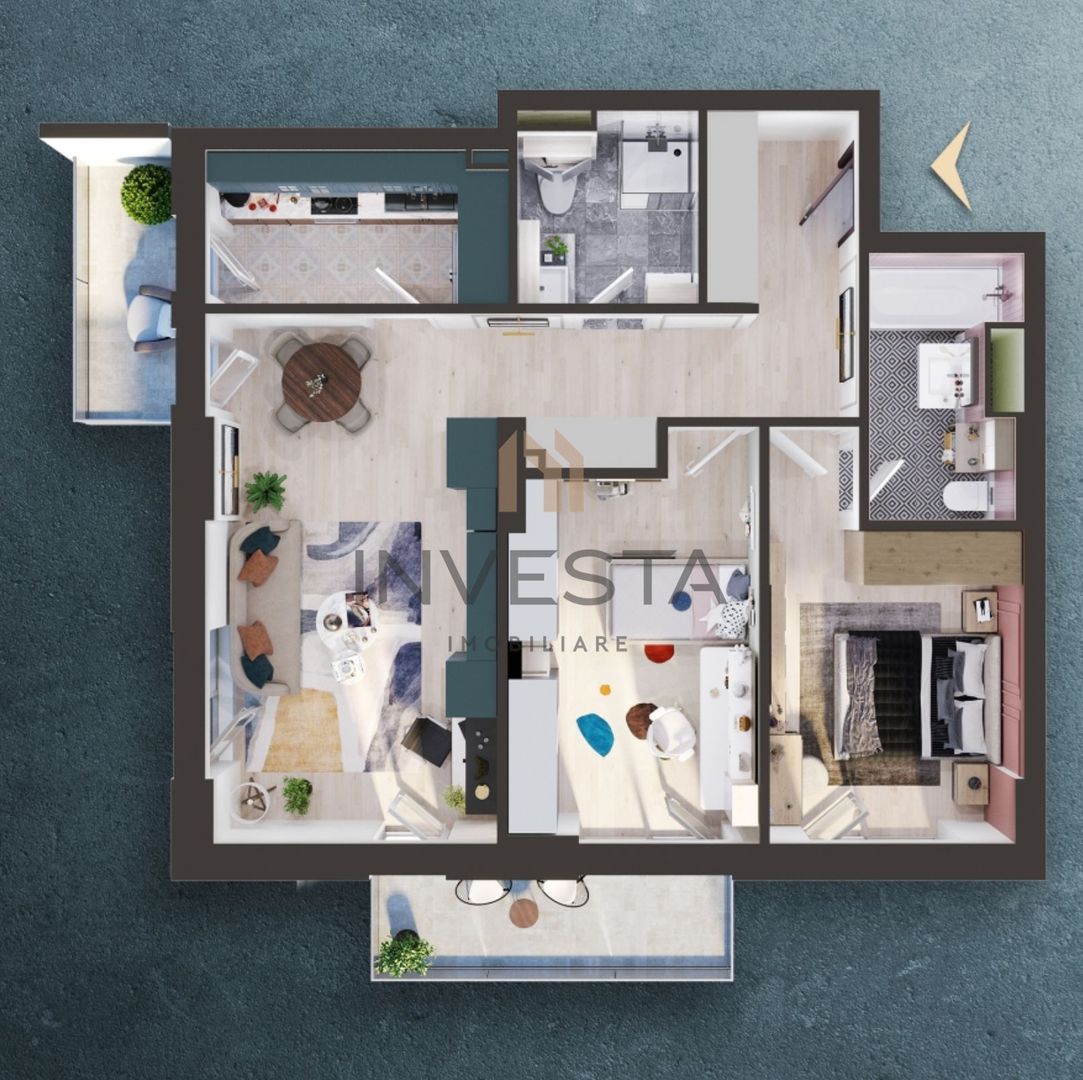 Apartament cu 3 camere 73 mp, Etajul 1, Finisat, Elite City - Schiță 2