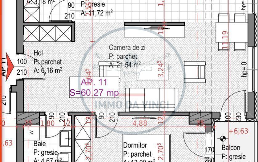 Apartament 2/3 camere 61mp Sopor BLOC NOU si PARCARE - Schiță 12
