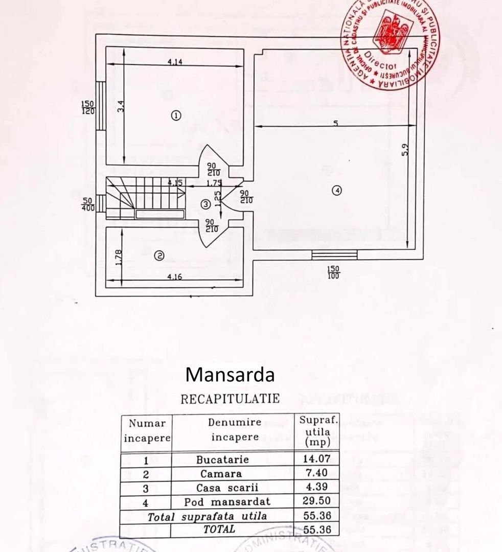 Vanzare apartament 3 camere (E1+M) in Vila (S+P+E1+M) - Teiul Doamnei - Schiță 27
