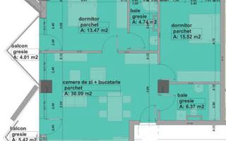 3 camere, 70 mp utili, parcare – Shopping Park - Poză 6