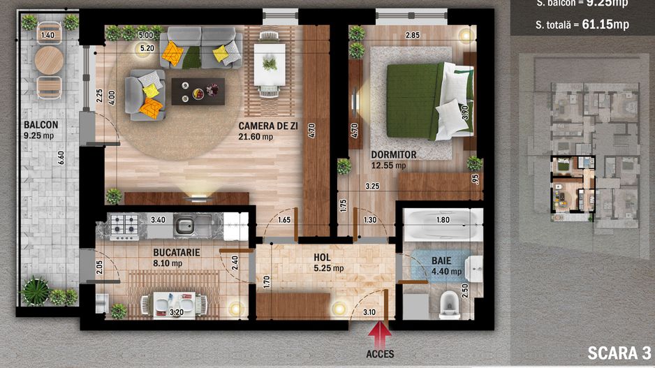 2 camere -Titan-Pallady-Metrou Nicolae Teclu - Schiță 1