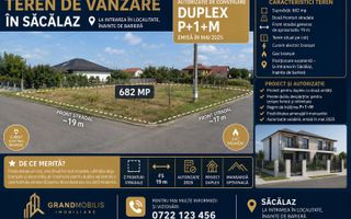 Săcălaz | Teren 682 mp | Proiect + Autorizație Duplex | 2 Fronturi - Poză 1