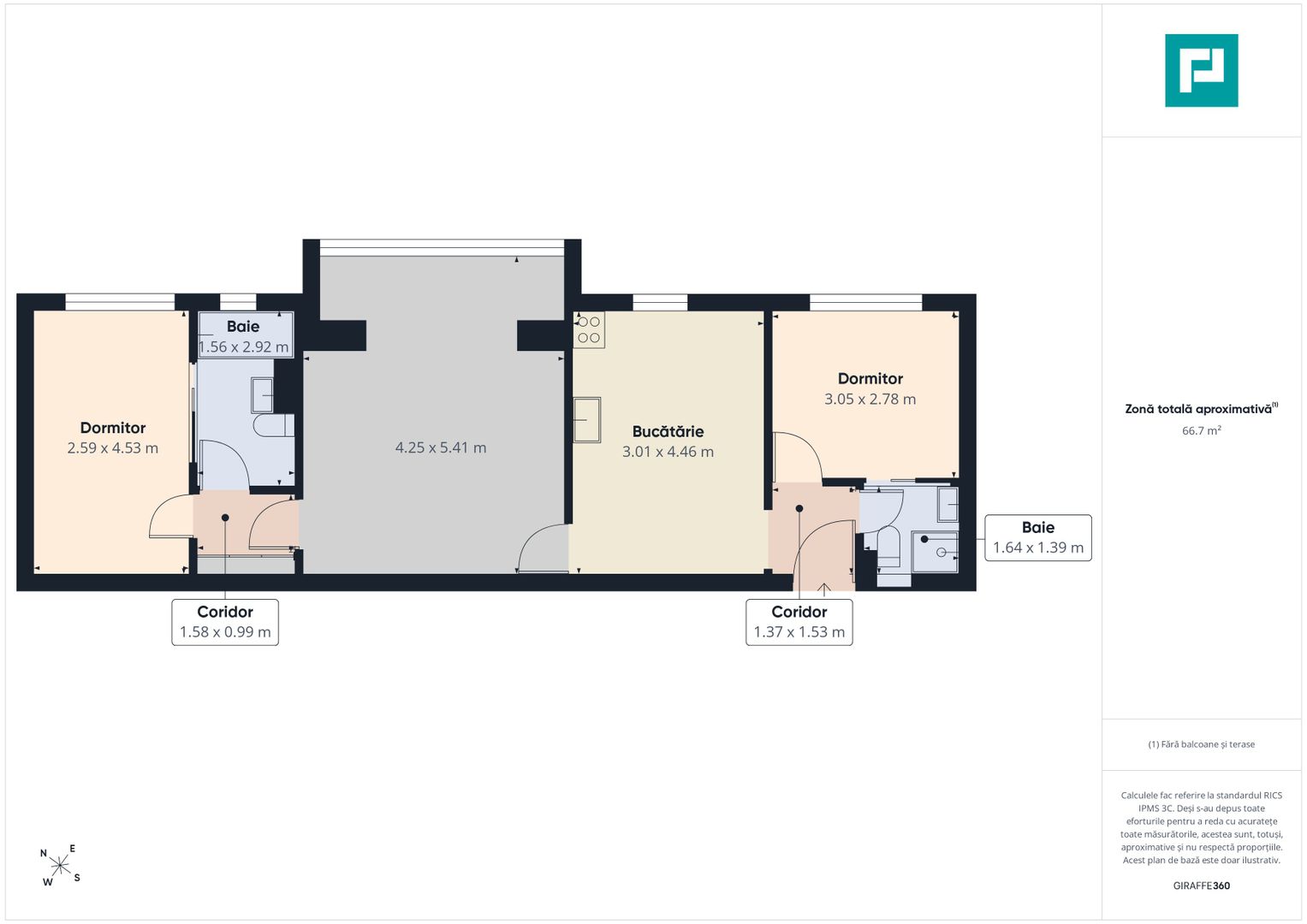 Apartament 3 camere, 2băi, complet mobilat Complex - Poză 6