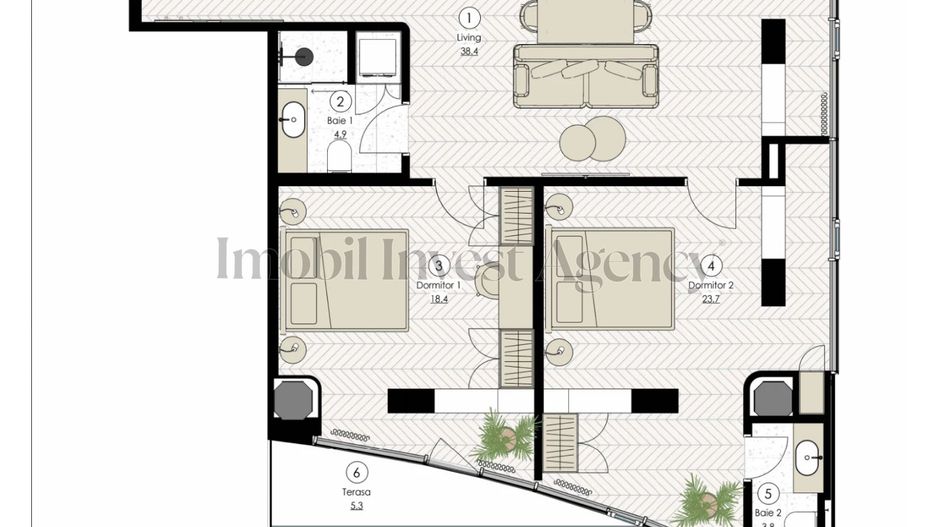 Apartament 3 camere de vanzare Pipera - Schiță 19