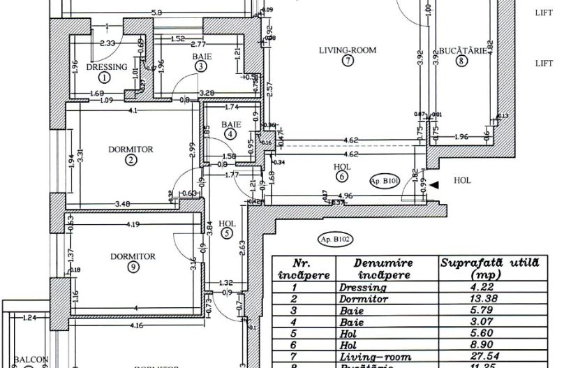 Penthouse 142mp | 4 camere | 2 bai si dressing | MetroCity Academiei - Schiță 9