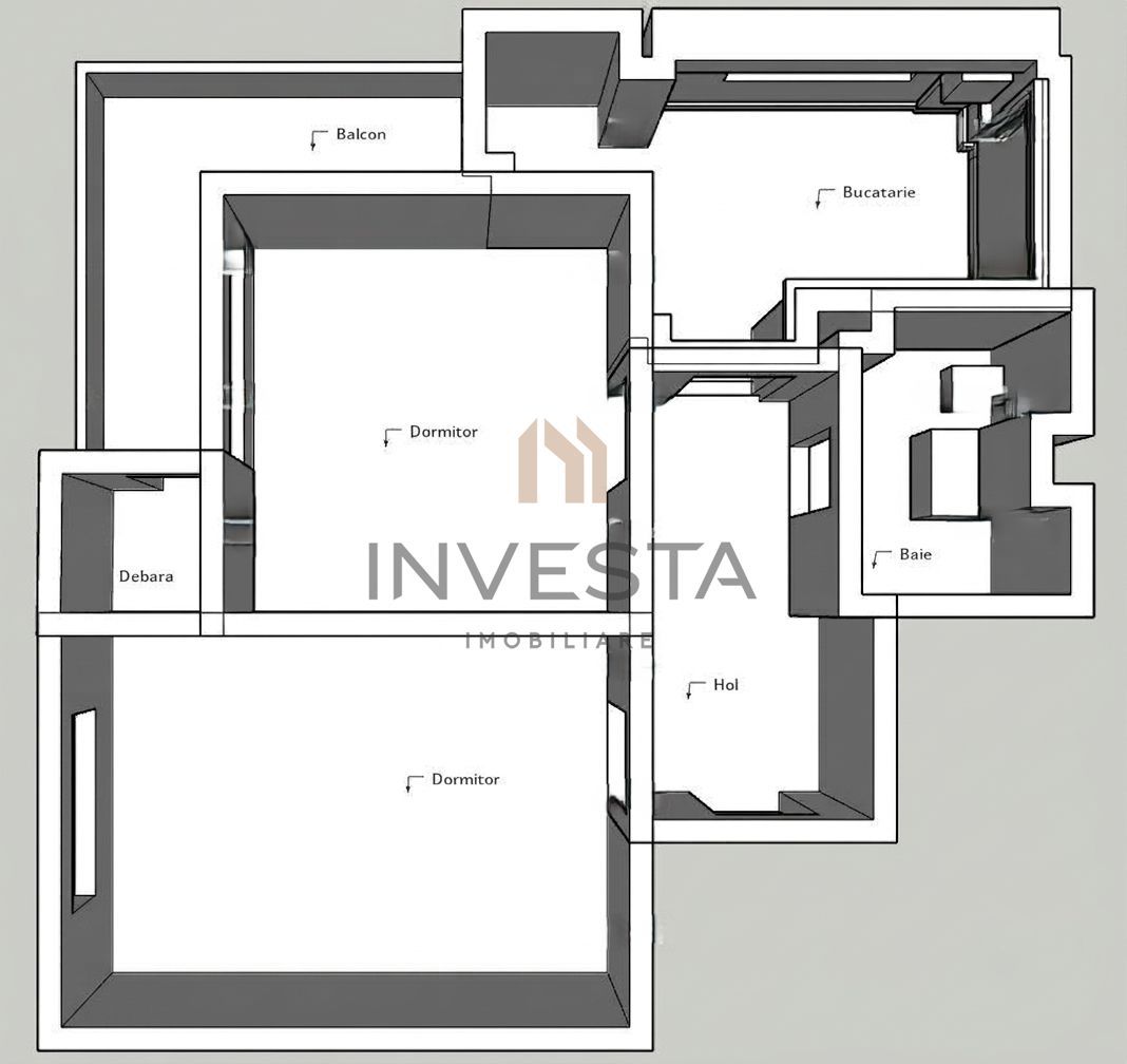 Apartament 2 camere decomandat, etaj intermediar, cartier Intre Lacuri - Schiță 13