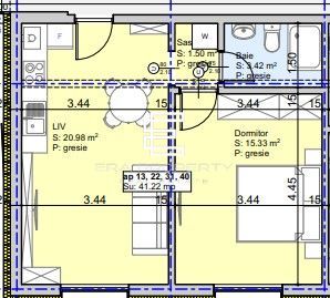 Apartament 2 camere, 41 mp, etaj 1,  la cheie  Sibiu zona Lazaret - Schiță 6