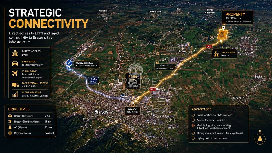 PUZ Approved Industrial Land 45,000 sqm | Brașov Logistics Hub - Poză 3