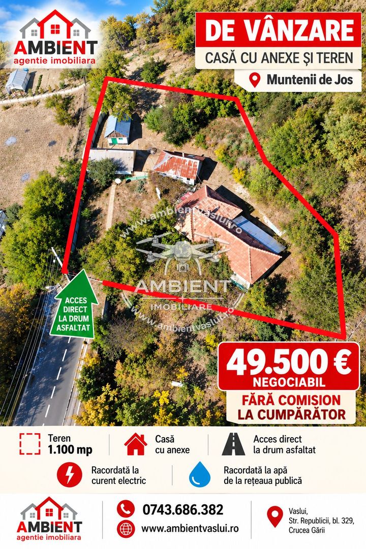 Casă tradițională cu anexe și teren 1.100 mp – VASLUI - MUNTENII DE JOS; - Poză 1