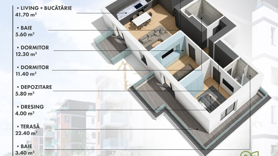 Satu Mare, Micro 17, Penthouse cu 2 dormitoare in complex nou - Poză 3