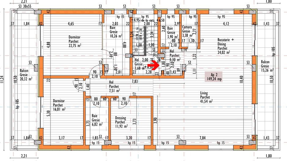 Penthouse 150 mp utili+ terase 200 mp+ 2 parcari subterane +curte 120 mp - Schiță 22