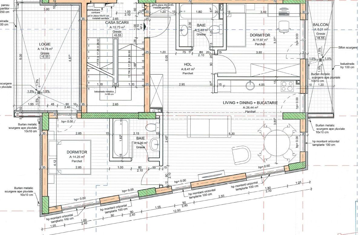 Apartament 3 camere Plopilor 68.82 m2 plus 2 balcoane - Poză 3