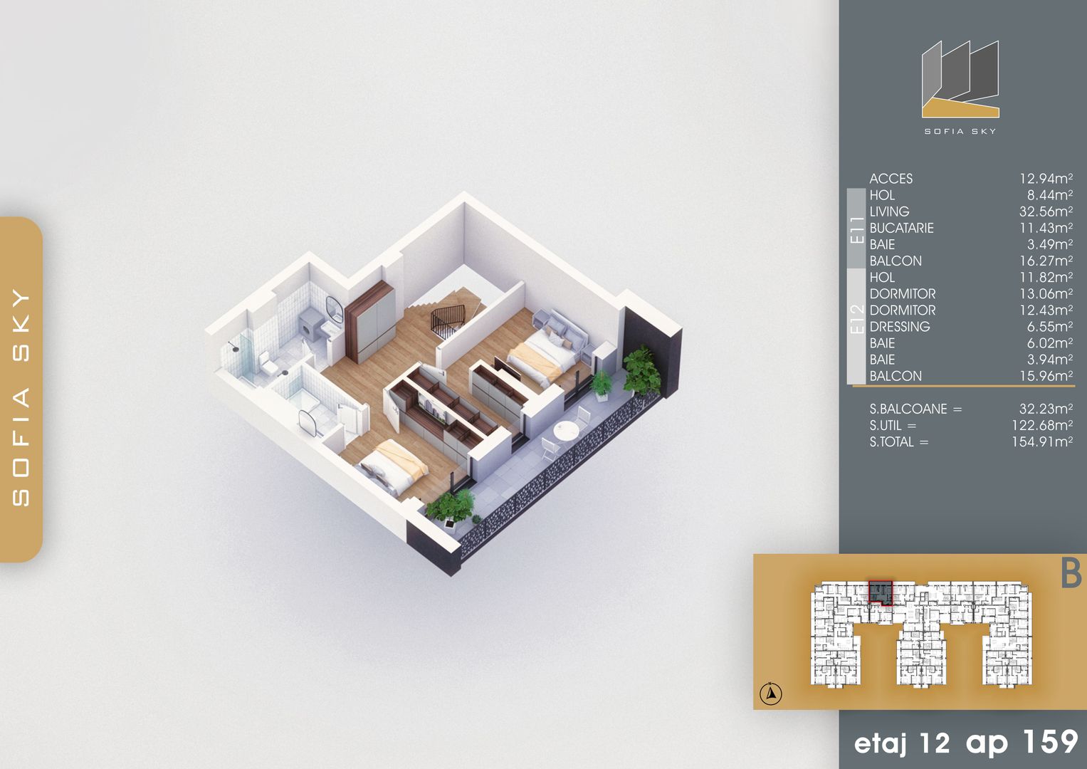 Duplex 3 camere cu dressing si 3 bai la 700 m de M Nicolae Teclu Titan Pallady - Schiță 9