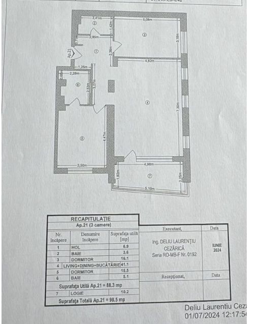 APARTAMENT 3 CAMERE | MOBILAT + UTILAT | LOC DE PARCARE - Schiță 15