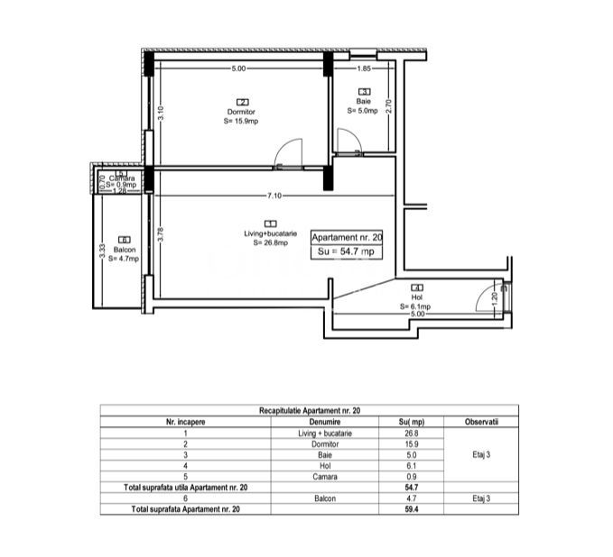 Dezvoltator | Apartament 2 Camere | 47 mp | Parcare Zona Eroilor - Poză 11