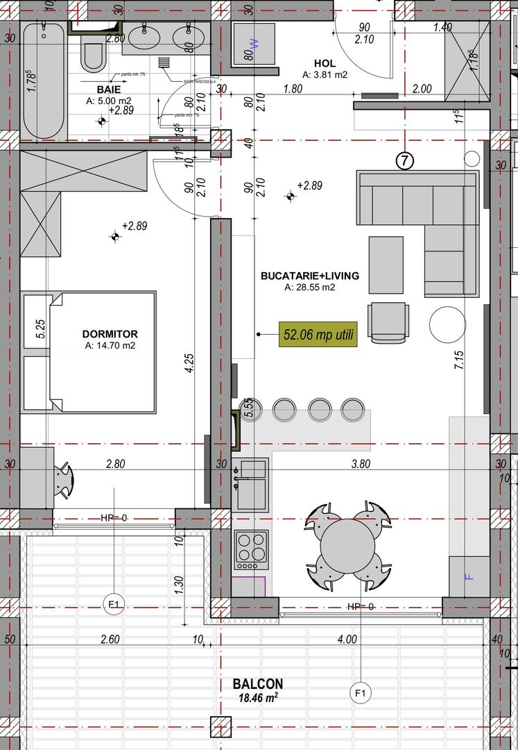 Apartament cu 2 camere, mobilat complet, terasă 18.46 - întabulat - Poză 7