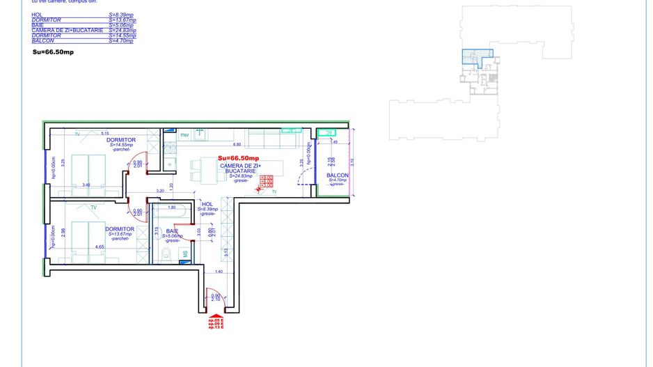 Apartament 05, Corp E – 3 camere | 66,50 mp | Jabri Nord Residence - Poză 3