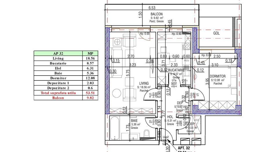 Apartament Decomandat | 53 mp utili + 10 mp balcon | Sala Polivalentă - Poză 17
