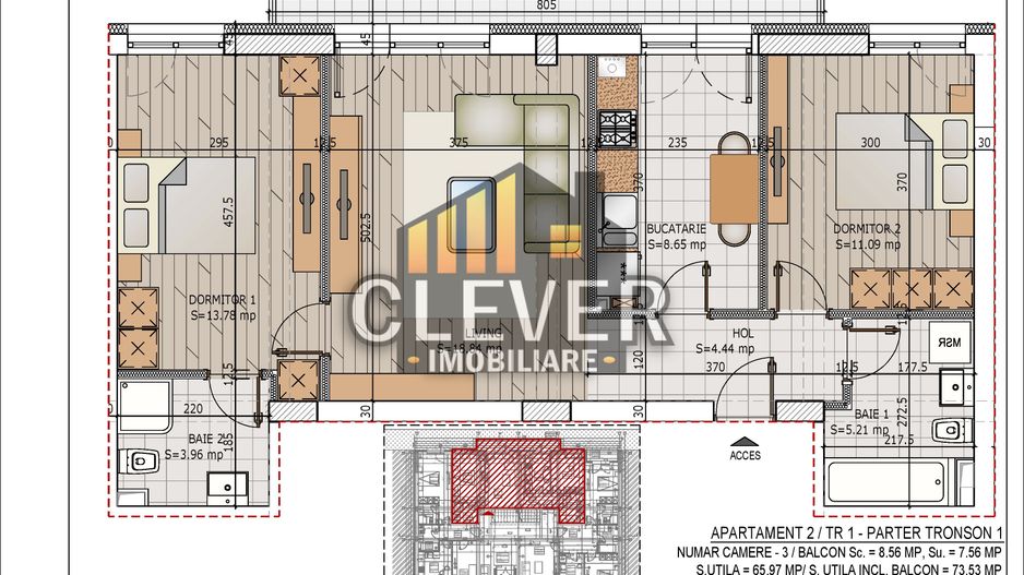 Apartament 3 Camere | 73,5 mp | 2 Bai | Pallady | Comision 0% - Schiță 11