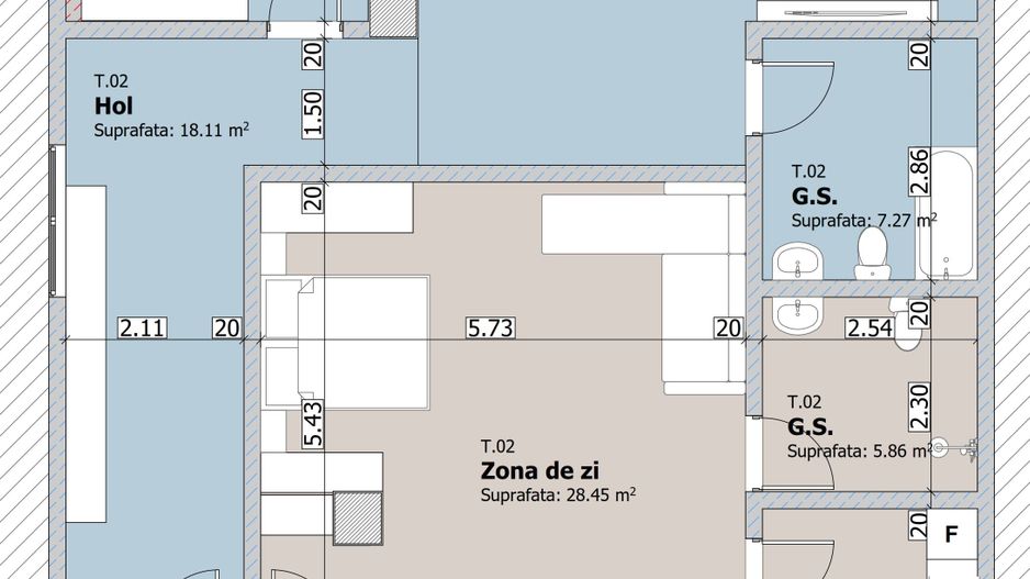 Apartament cu 2 camere, etaj 1, bloc NOU, VASLUI zona NORD, cu plata în RATE; - Schiță 9