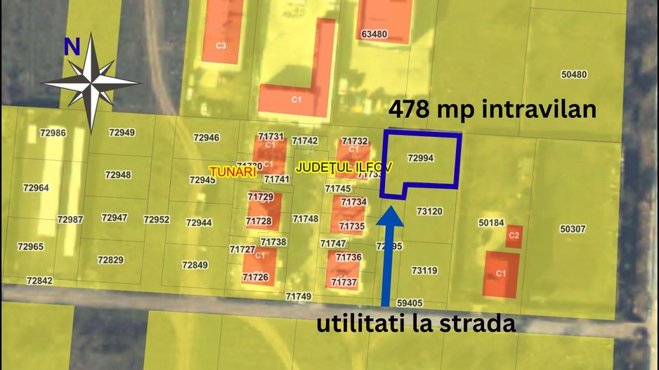 Vanzare Teren Construibil, Intravilan,CU, 478 mp - Tunari! Comision 0% - Poză 3