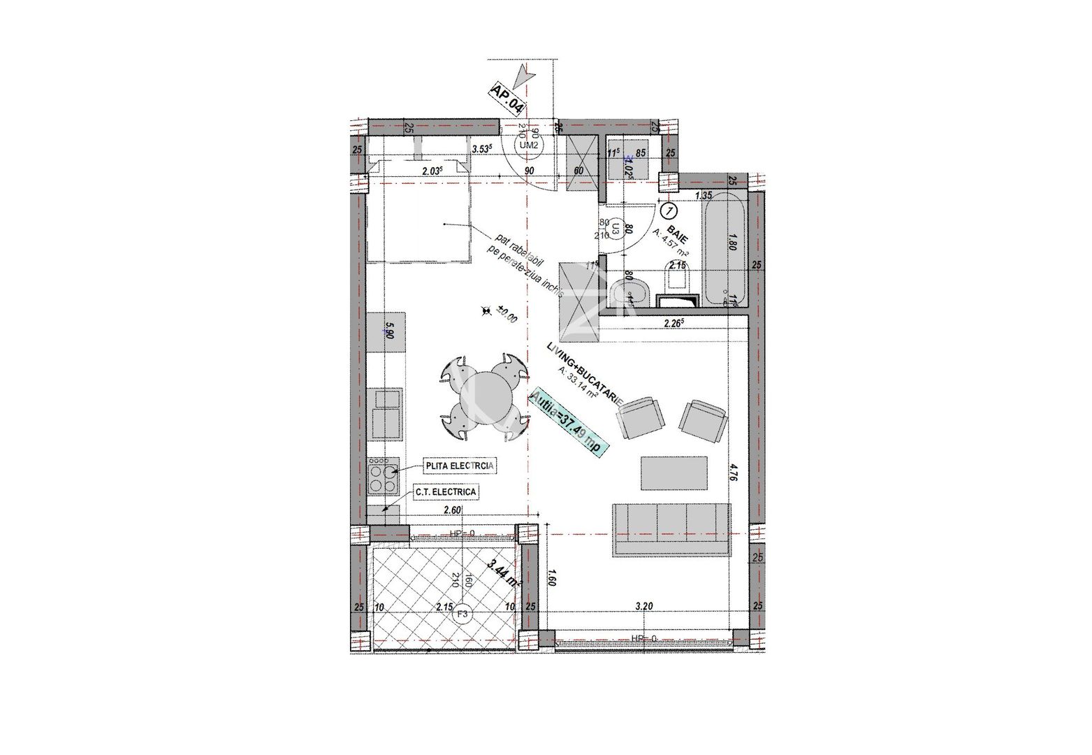 Garsoniera 37.49. mpu + logie, etaj 1  (YND-25C-GIO-ap.9) - Poză 2