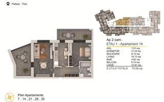 Th. Pallady-Apartament 2 camere cu Loc de parcare Gratuit - Schiță 3