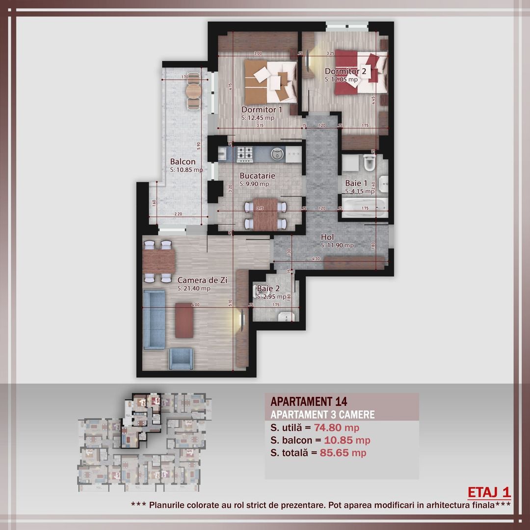 AP. 3CAM SPATIOS IN BLOC P+3 -FINISAJE DE CALITATE / PALLADY! - Poză 1