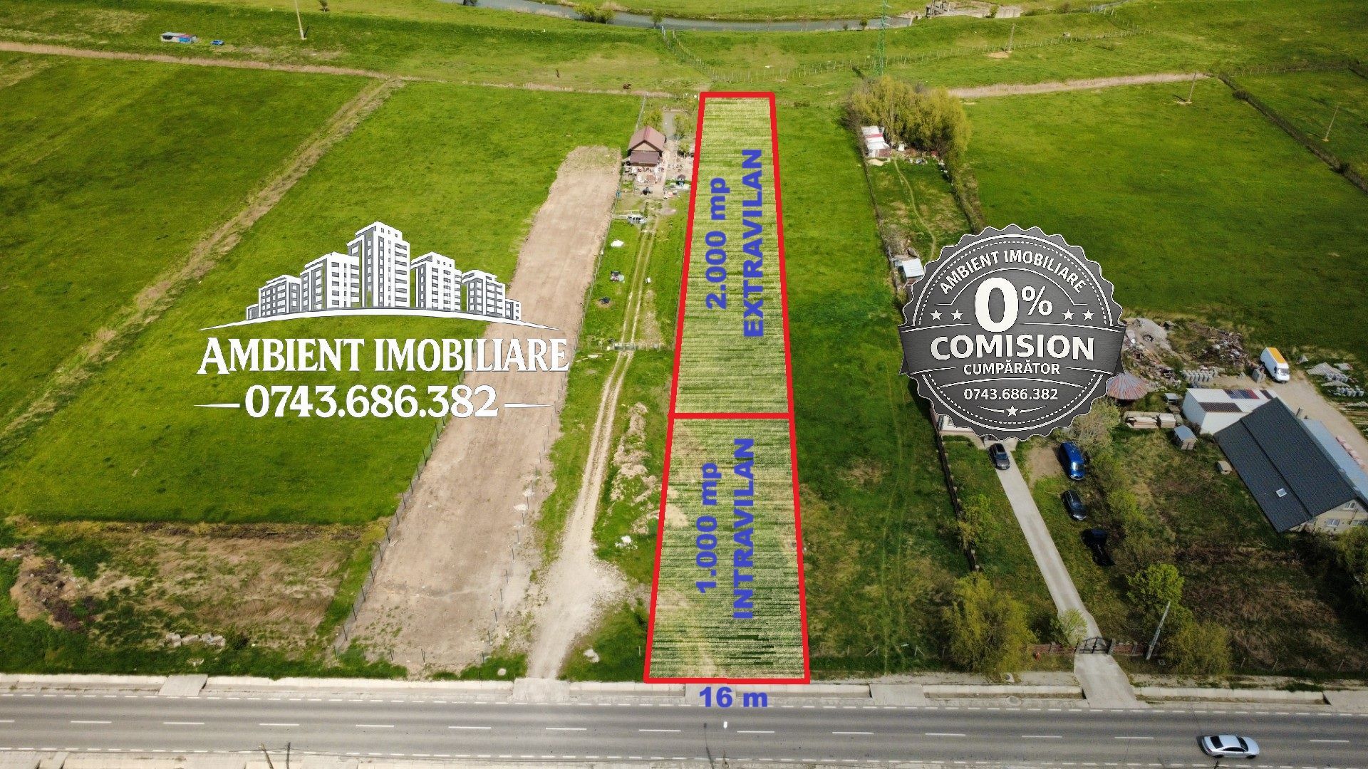 TEREN 1.000 mp intravilan + 2.000 mp extravilan, zona BRODOC; - Poză 1