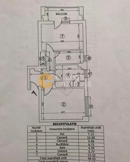 Pacurari-Petru Poni Apartament 2 camere decomandat- 55 mp - Schiță 5