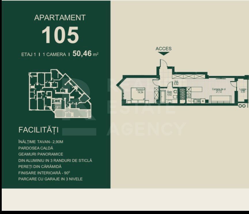 Vânzare, apartament 1 cameră, complexul SEVEN Park - Ialoveni - Poză 8