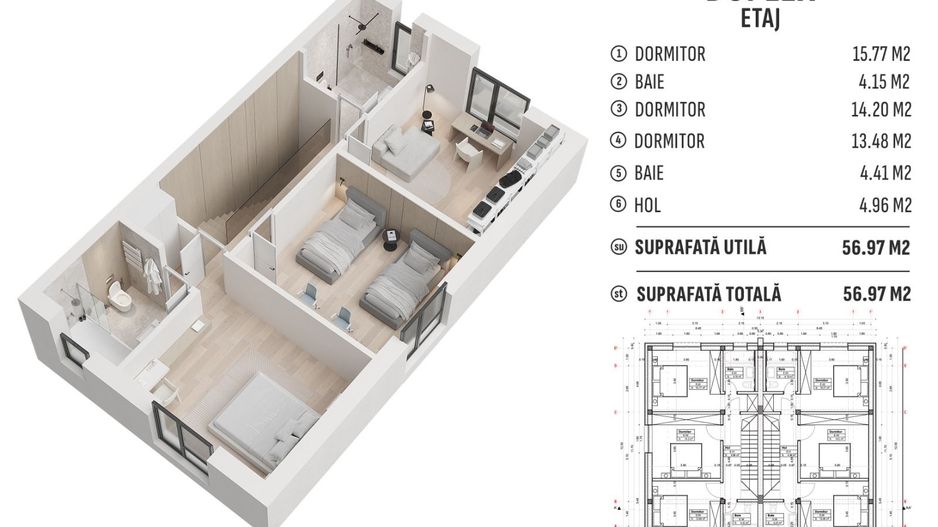 Vila  de tip duplex 4 camere Pompa Caldura Titan Pallady - Schiță 11