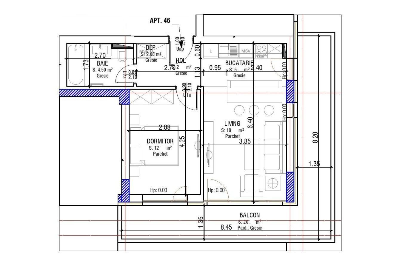 Vânzare Studio 43 mp | Balcon Generos | Predare Septembrie 2026 - Schiță 10