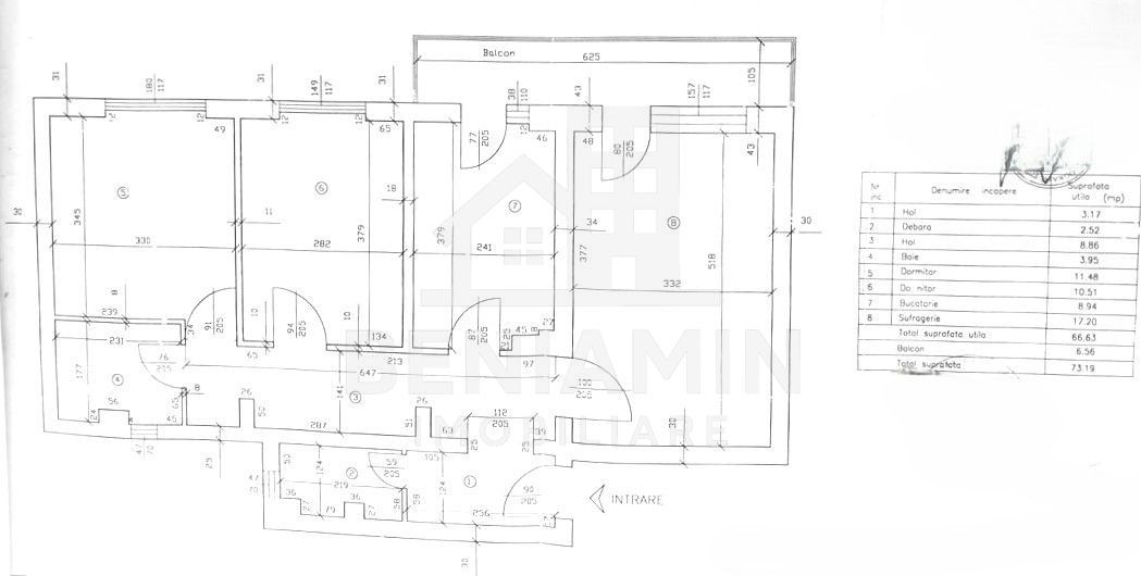 3 camere decomandat etaj 2 - Ciuperca - 74mp - centrala termica - Schiță 10