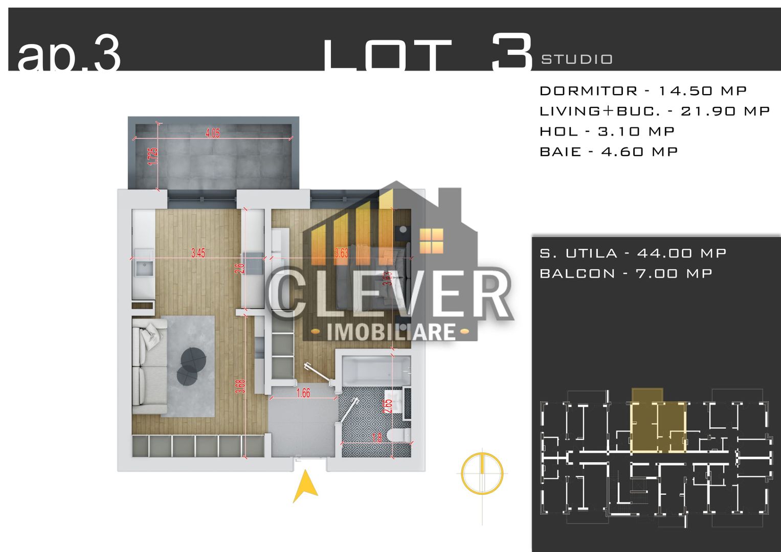 Studio, Incalzire Pardoseala, Finisaje la Alegere - Pallady - Schiță 8