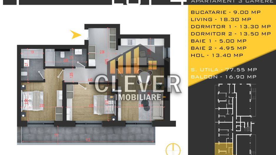 Apartament 3 camere-Metrou Teclu-Theodor Pallady-Sector 3 - Poză 1
