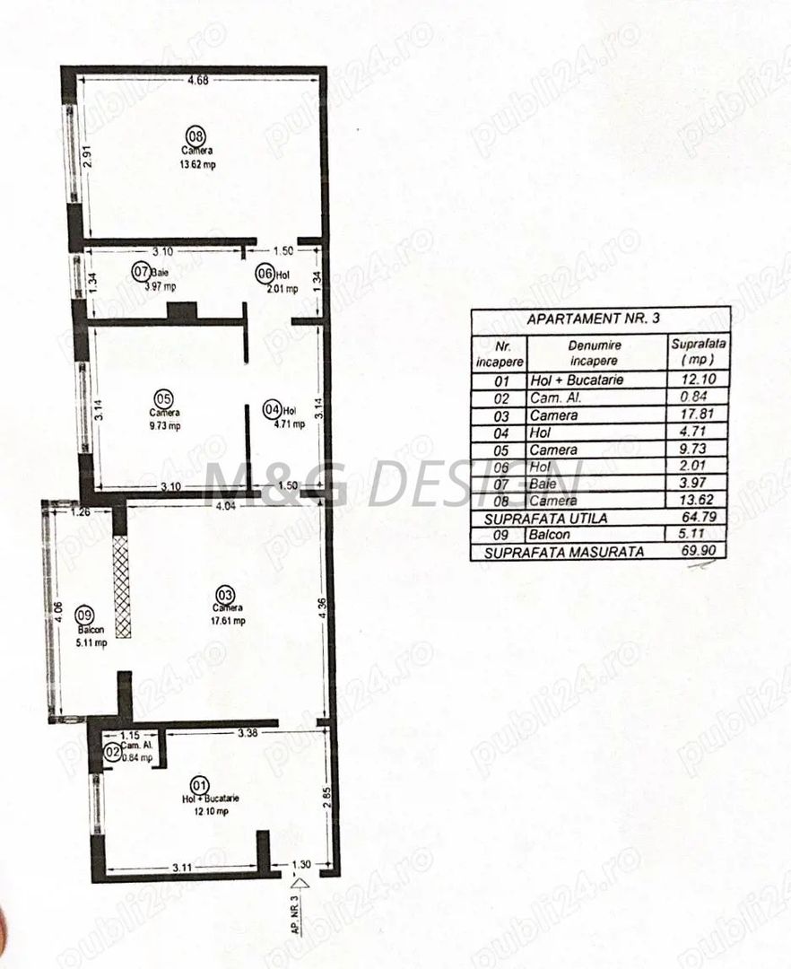 3 camere cu centrala+ boxa, in zona Girocului - Spitalul Judetean - Poză 10